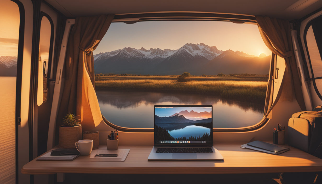 Remote Work / Micro-Nomad - AI Generated Illustration