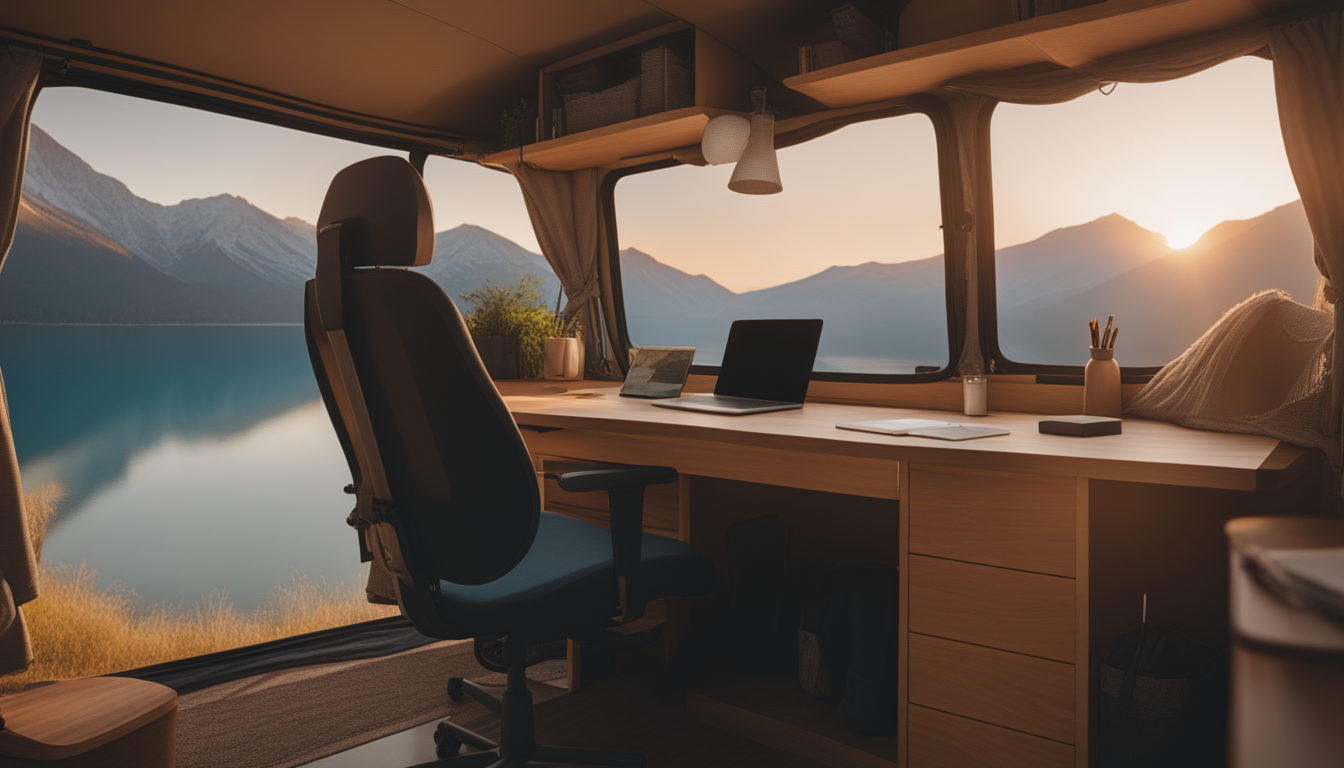 Remote Work / Micro-Nomad - AI Generated Illustration