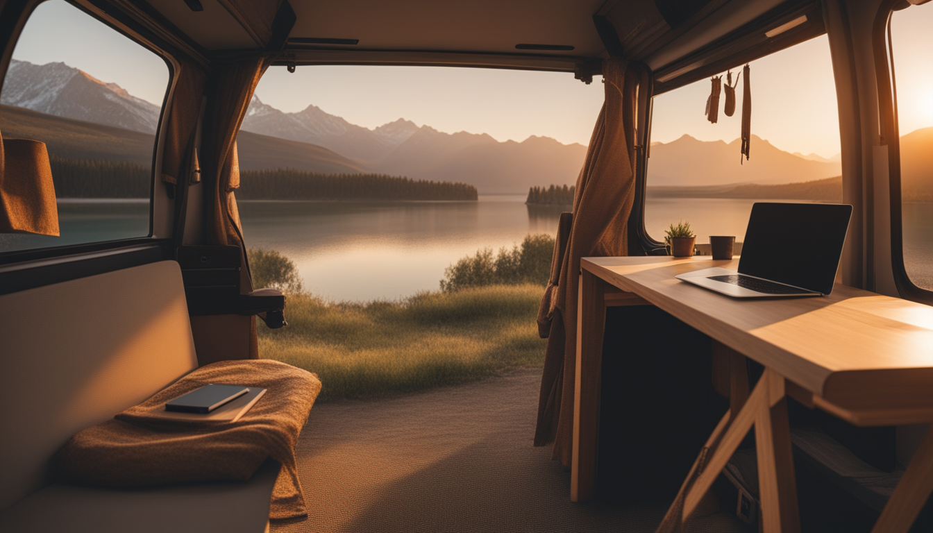 Remote Work / Micro-Nomad - AI Generated Illustration