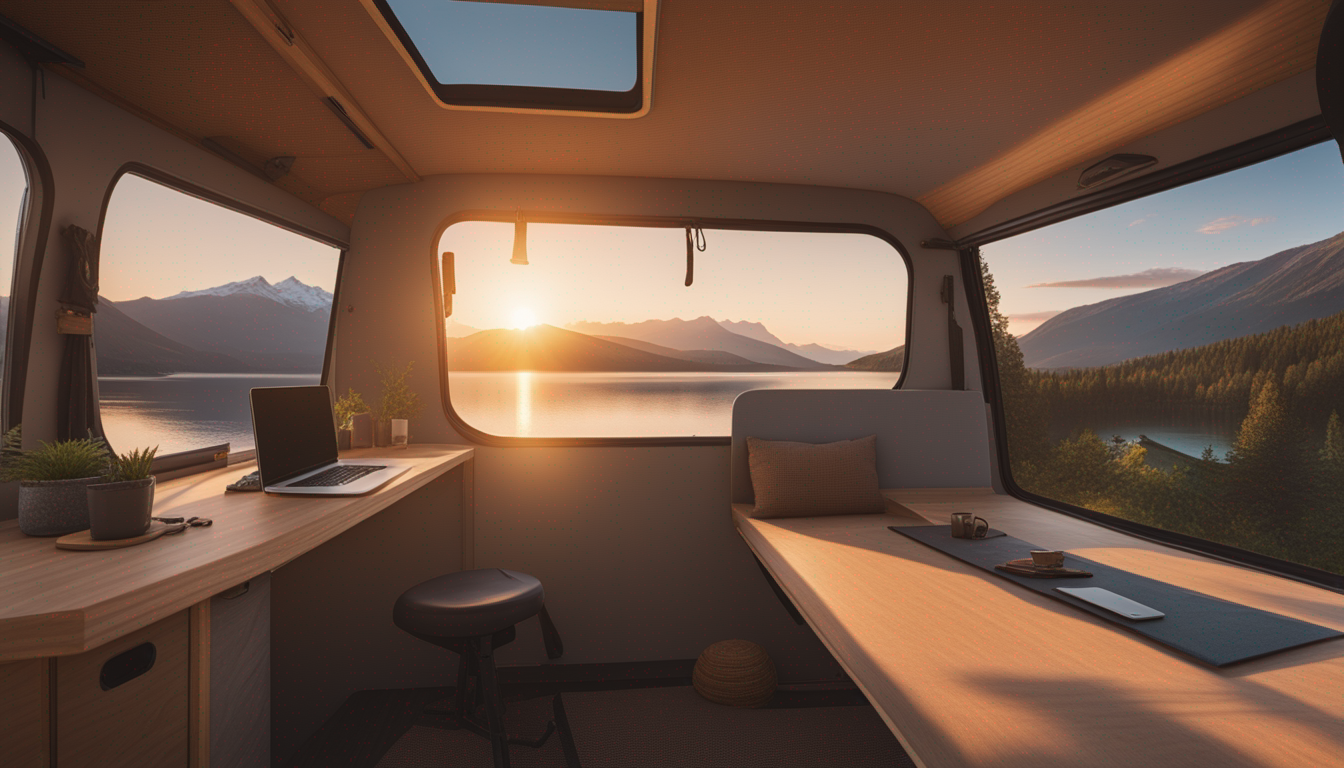 Remote Work / Micro-Nomad - AI Generated Illustration